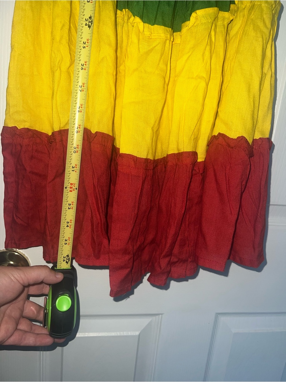 Women’s Colorblock Tiered Maxi Skirt in Black, Green, Yellow & Red - Picture 2 of 5